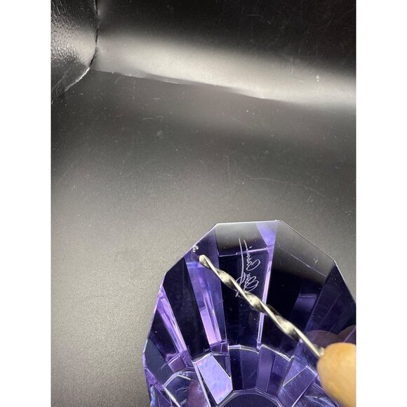 Olga Cassini Purple Faceted Crystal Paperweight 2.5 Inches - Picture 9 of 9